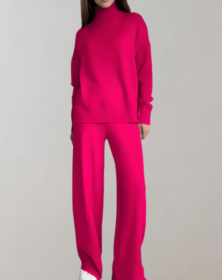 Levoire | Ensemble 2 Pièces Femme Pull Col Châle Pantalon Rosa