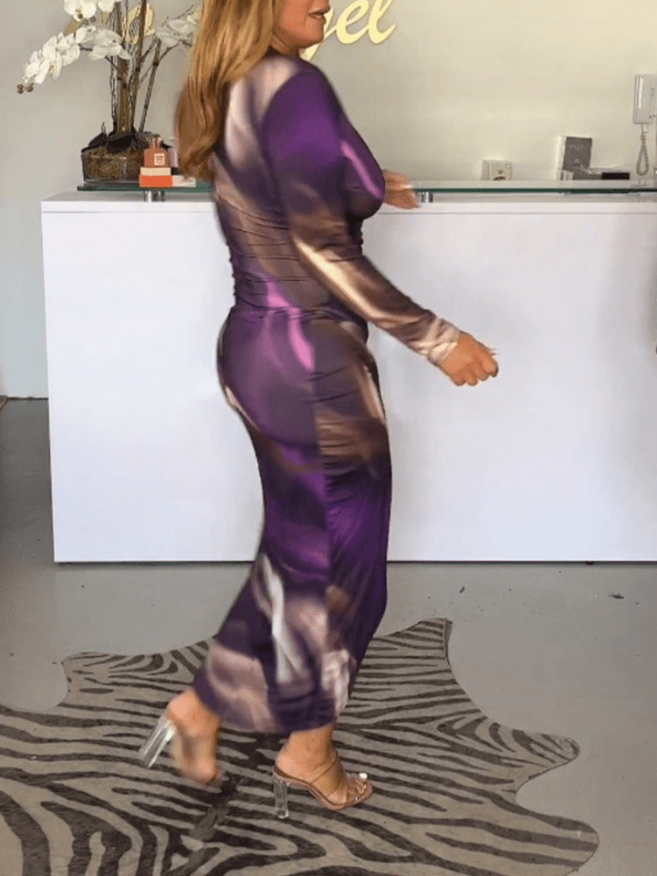 Levoire | Robe midi élégante avec décolleté en V et fente élégante et tendance