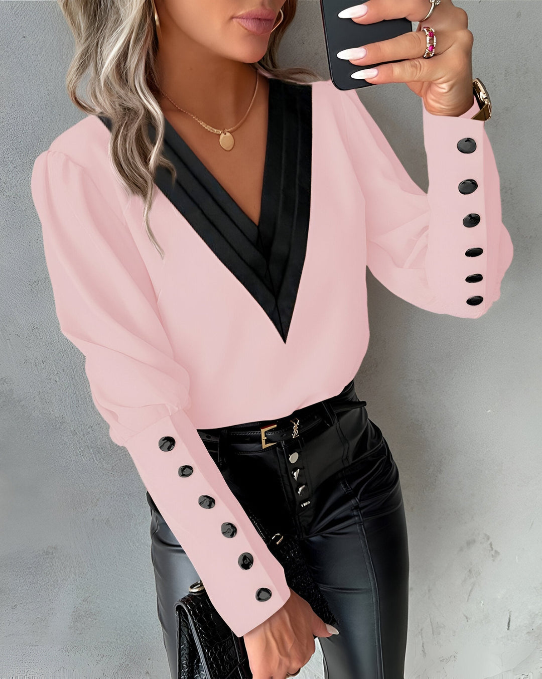 Levoire | Pull V À Encolure Et Bloc De Couleur Rosa