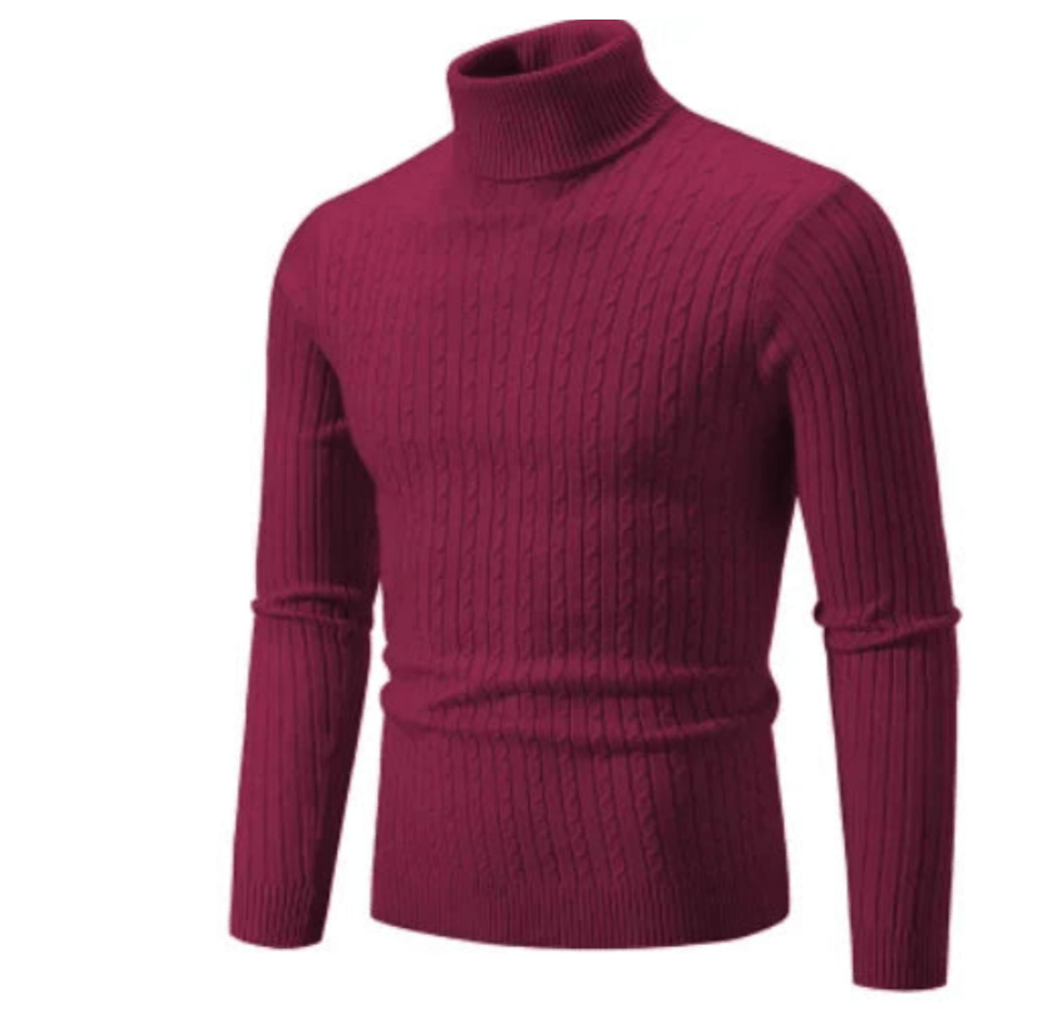 Levoire | Pull pour hommes Pull col roulé élégant Design classique Confortable Bordeaux Rouge