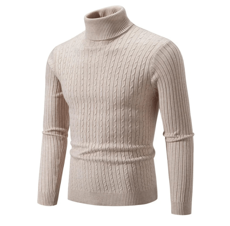 Levoire | Pull pour hommes Pull col roulé élégant Design classique Confortable Beige