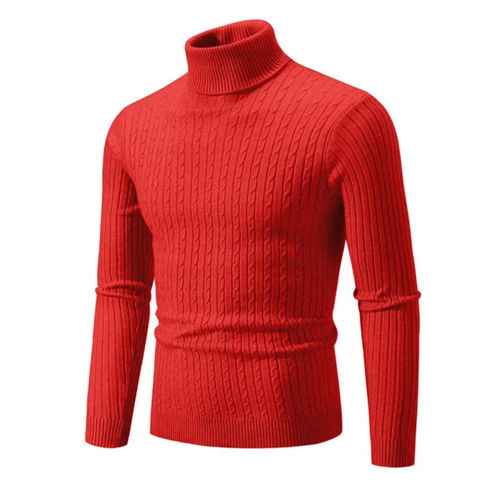 Levoire | Pull pour hommes Pull col roulé élégant Design classique Confortable Rot