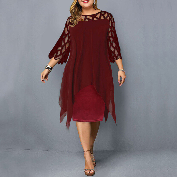 Levoire | Robe Midi Grande Taille Pour Femmes Bordeaux