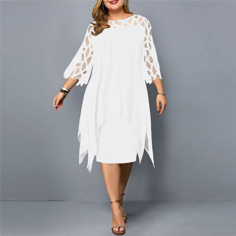 Levoire | Robe Midi Grande Taille Pour Femmes Blanc