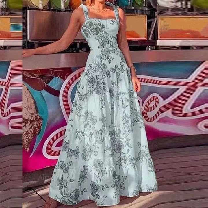 Levoire | Robe À Motifs Floraux Maxi Longueur Vert