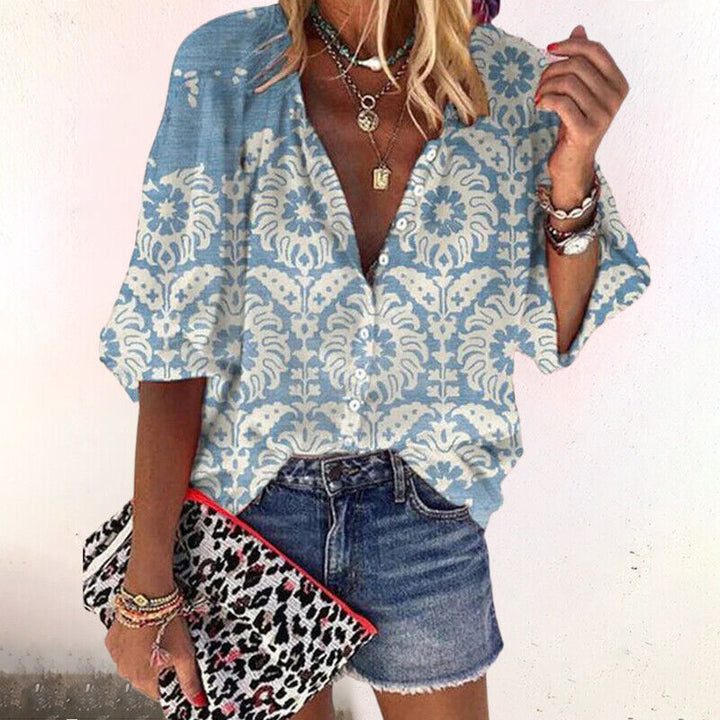 Levoire | Chemisier Avec Impression Vintage Bleu
