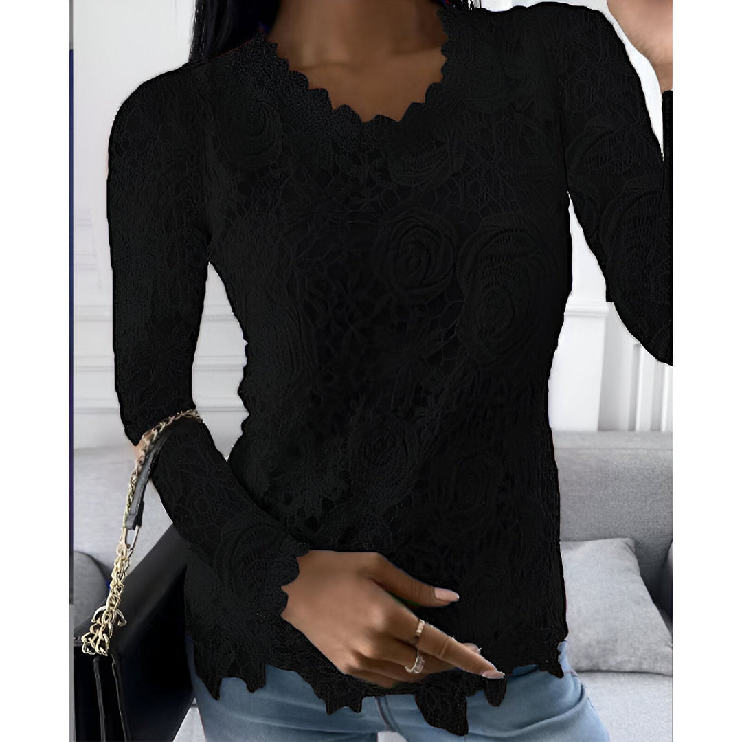 Levoire | Chemise En Dentelle Élégante À Manches Longues Noir
