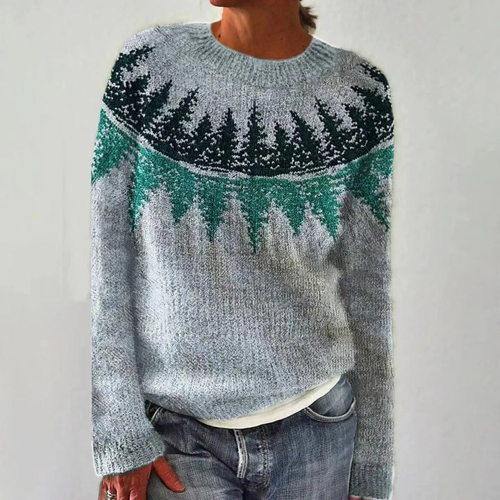 Levoire | Pull Rétro D'Automne Bleu clair Vert