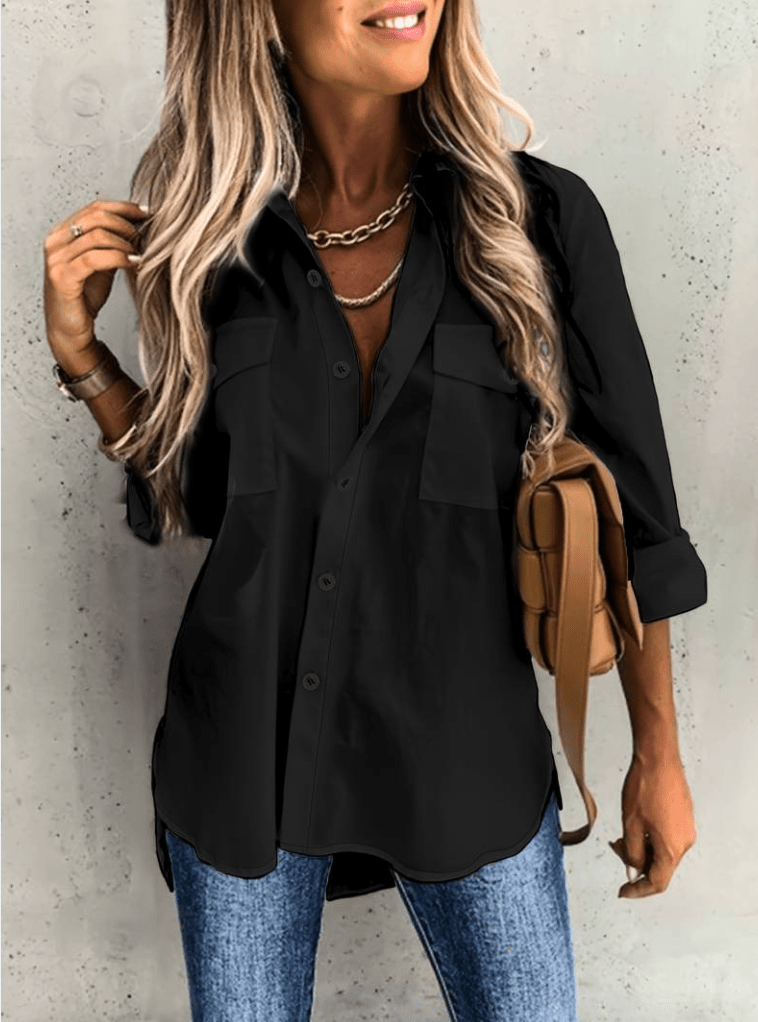 Levoire | Chemisier Femme Chemisier Blanc Femme Manches Longues Décontracté Noir