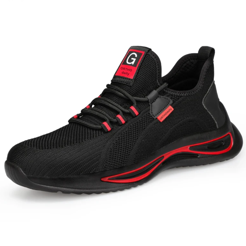 Levoire | Chaussures De Sécurité Orthopédiques En Acier Noir-Rouge