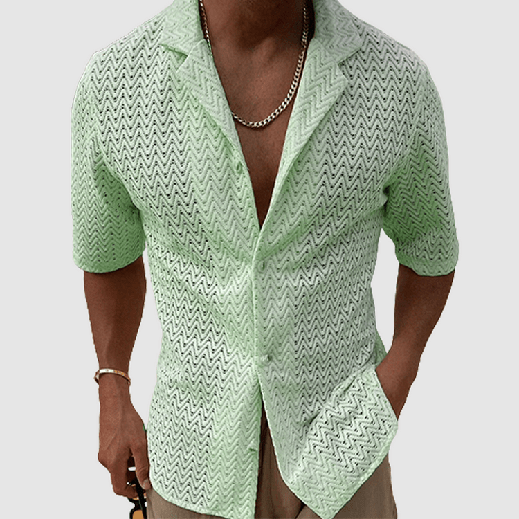 Levoire | Chemise d'été pour hommes unie Chemise tricotée élégante et polyvalente Vert