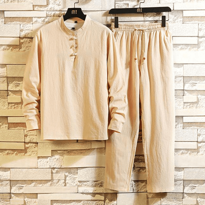 Levoire | Élégant et Confortable Ensemble Homme Ceinture Élastique Décontracté pour le Printemps/Été Khaki