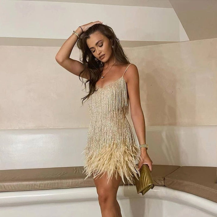 Levoire | Robe À Paillettes D'Été Pour Femmes Or