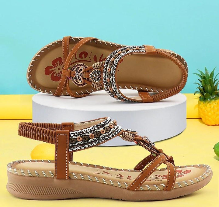 Levoire | Sandales Orthopédiques Strass Braun