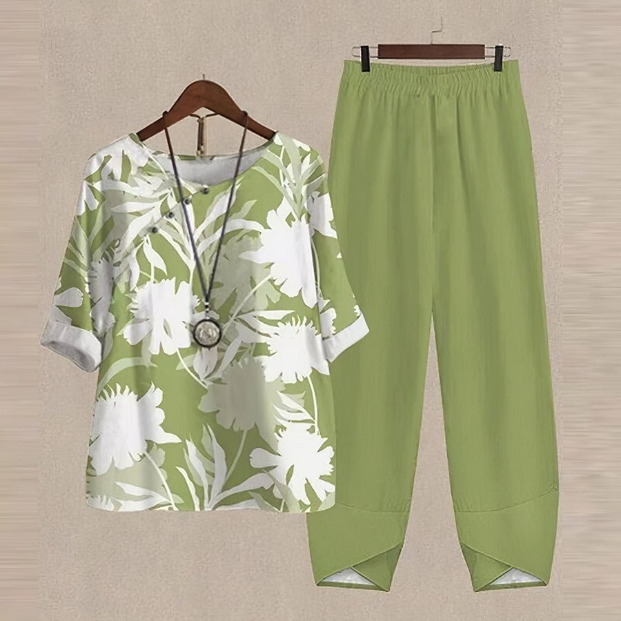 Levoire | Chemise à manches courtes à motifs et pantalons Vert