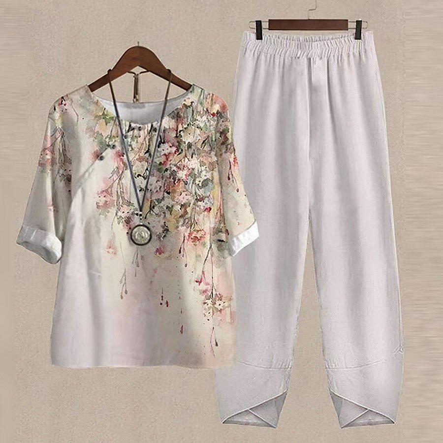 Levoire | Chemise à manches courtes à motifs et pantalons Blanc