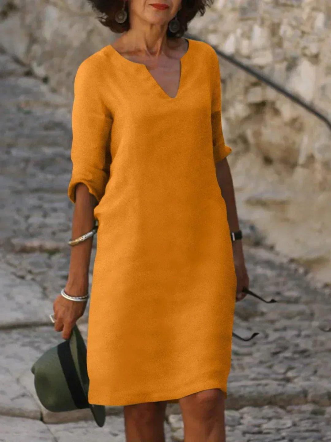 Levoire | Robe V-Cou Élégante Pour Toutes Les Occasions Orange
