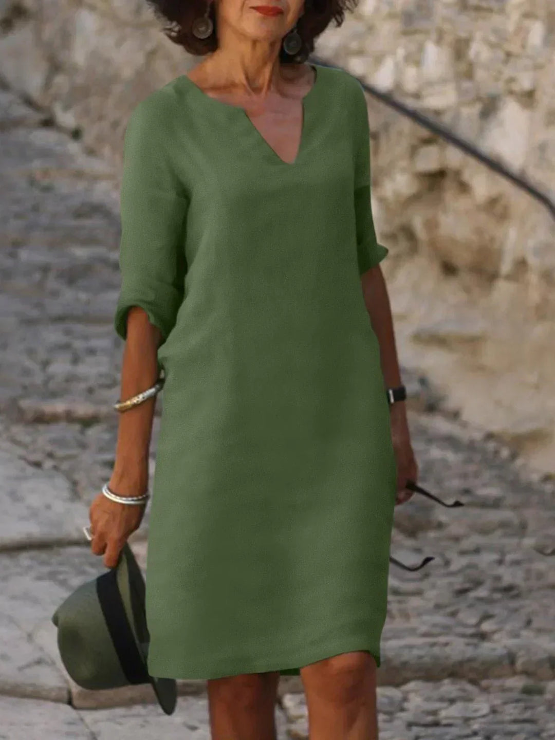 Levoire | Robe V-Cou Élégante Pour Toutes Les Occasions Vert foncé