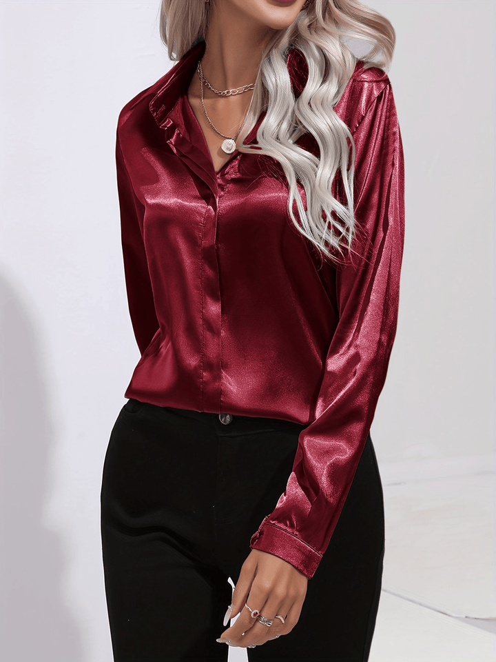 Levoire | Élégante blouse en satin pour femmes Rouge foncé