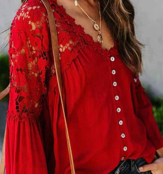 Levoire | Blouse En Dentelle À Fleurs ROT