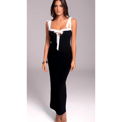 Levoire | Robe Maxi Dos Ouvert & Robe d'Été Élégante Femme Pour Journées à la Plage Noir