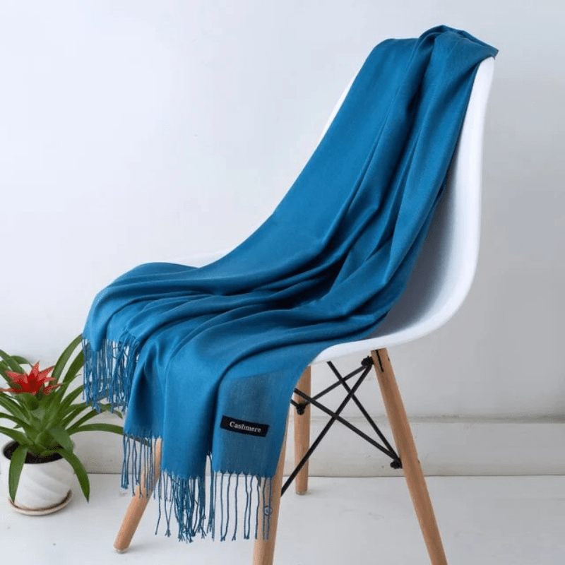 Levoire | Écharpe Femme Chaude Texture Douce Et Éclat Élégant Bleu moyen