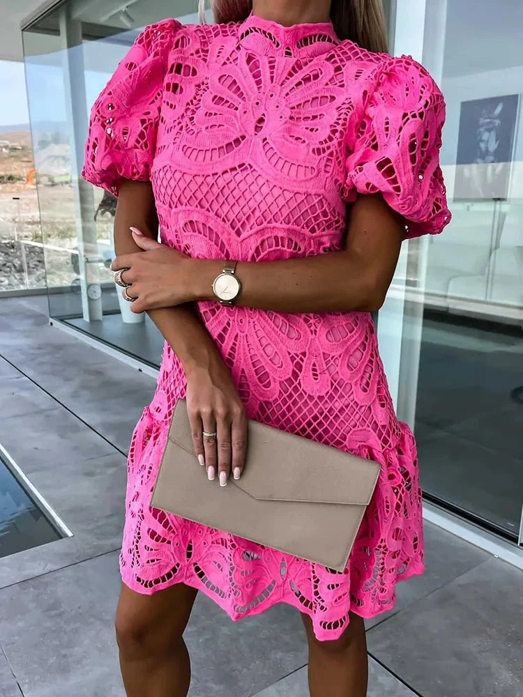 Levoire | Élégante Robe D'Été Boho Courte Rosa