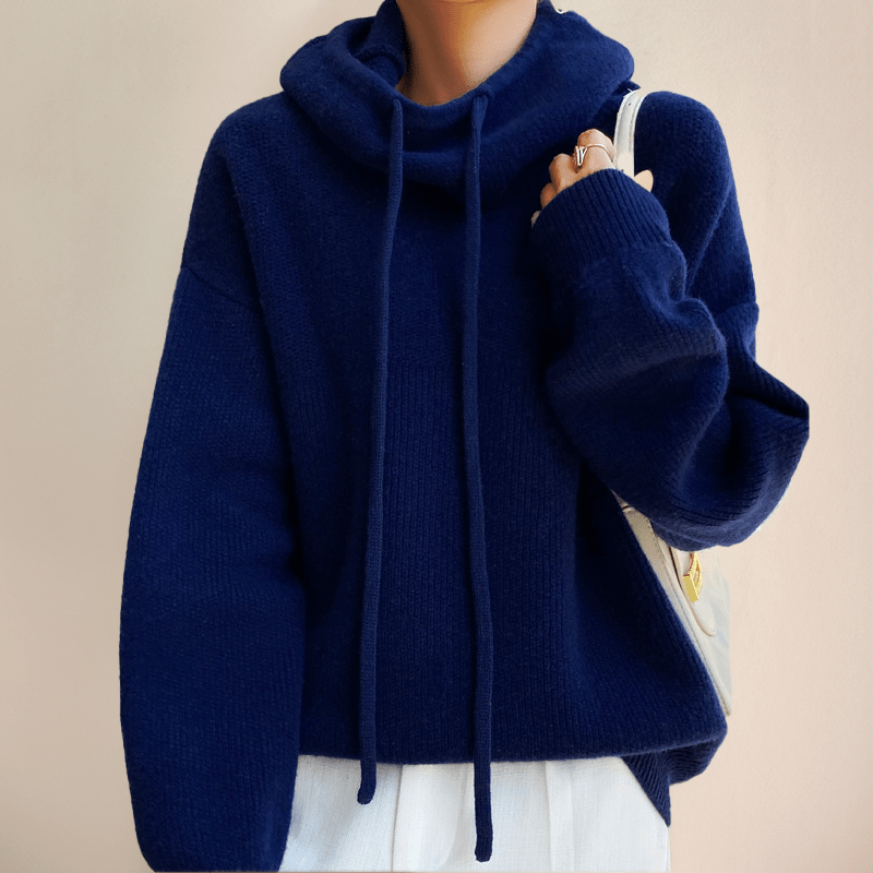 Levoire | Sweat à capuche long à manches longues Loose plus chaud Bleu foncé