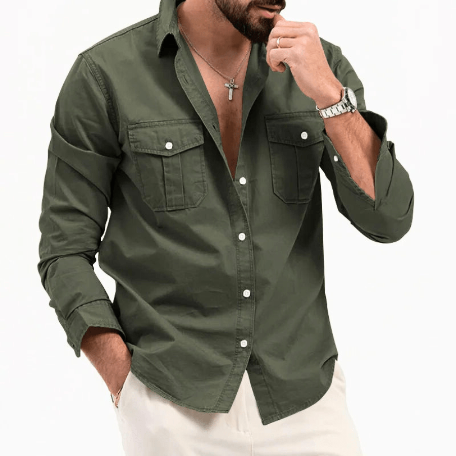 Levoire | Chemise Décontractée Été Homme vert olive