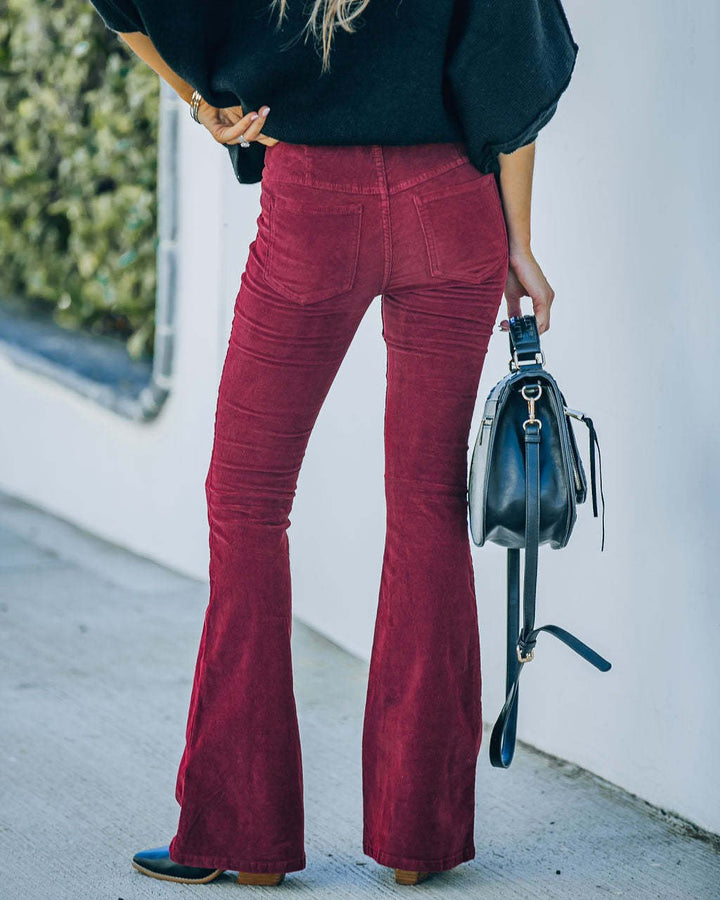Levoire | Pantalon Évasé À La Mode Avec Stretch Bordeaux