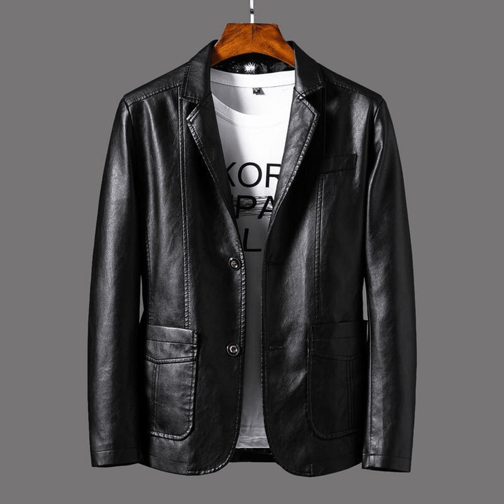 Levoire | Veste Cuir Basique Homme Noir