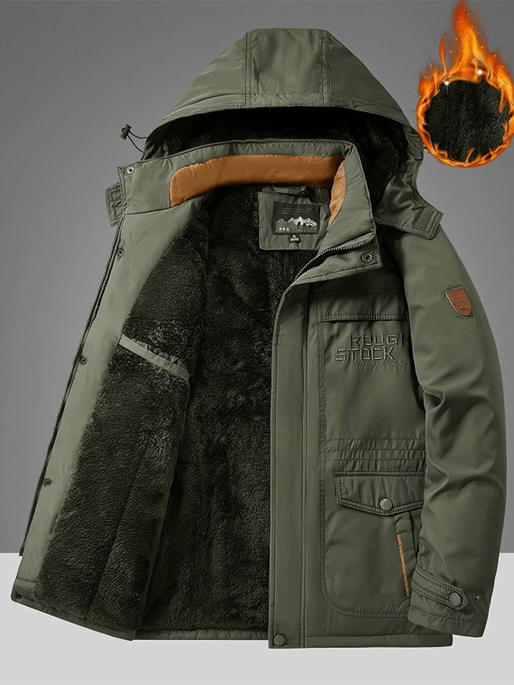 Levoire | Veste pour hommes coupe-vent avec isolation chaude vert olive