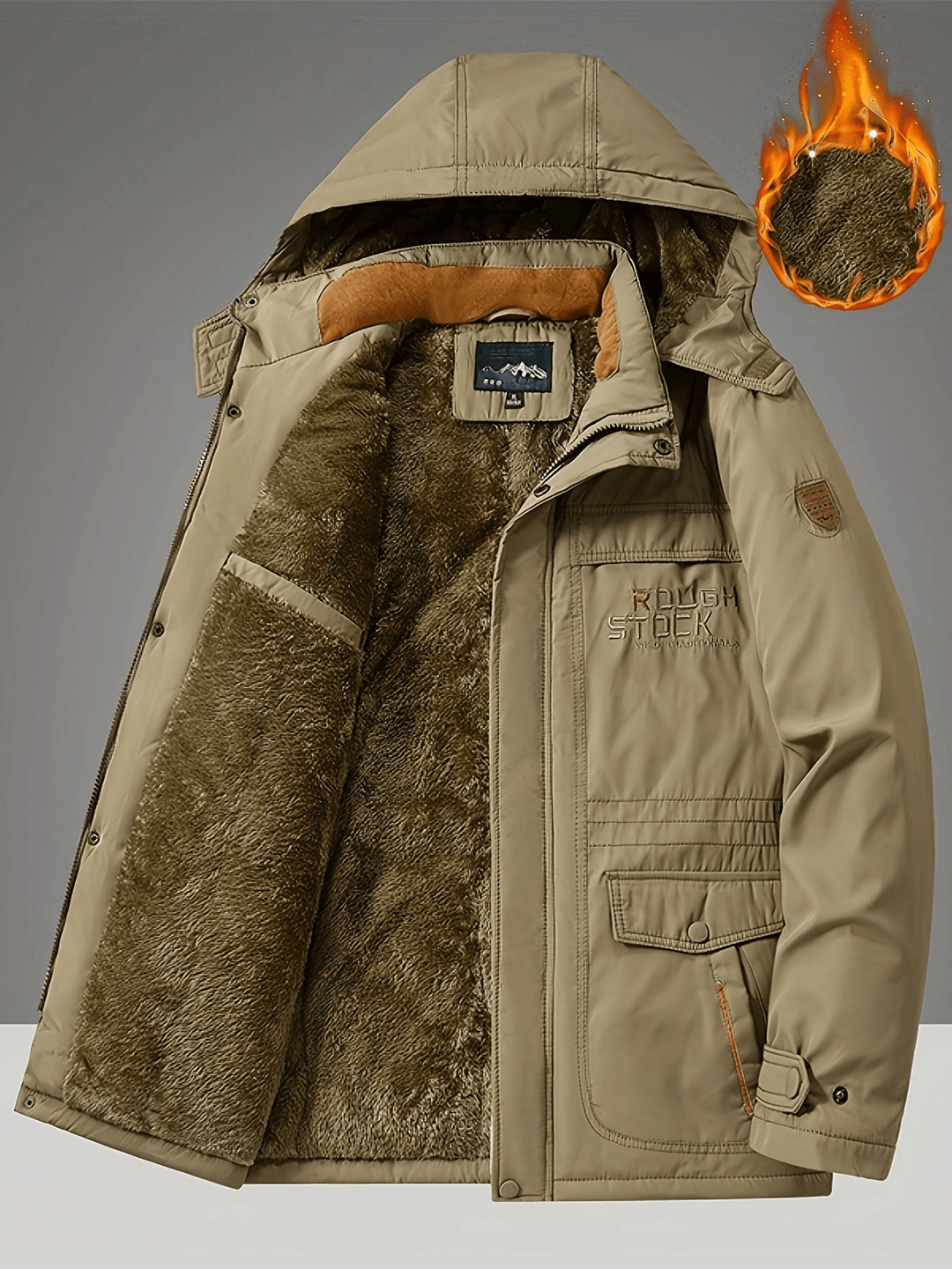 Levoire | Veste pour hommes coupe-vent avec isolation chaude Khaki