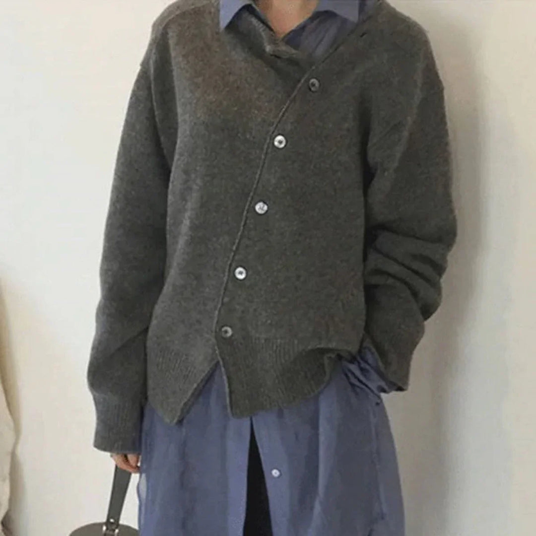 Levoire | Pull Classique À Manches Longues Avec Bouton Gris