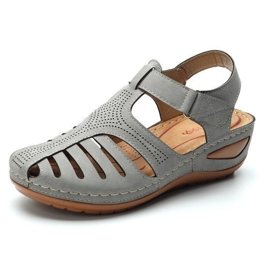 Levoire | Sandale Rétro En Cuir Gris