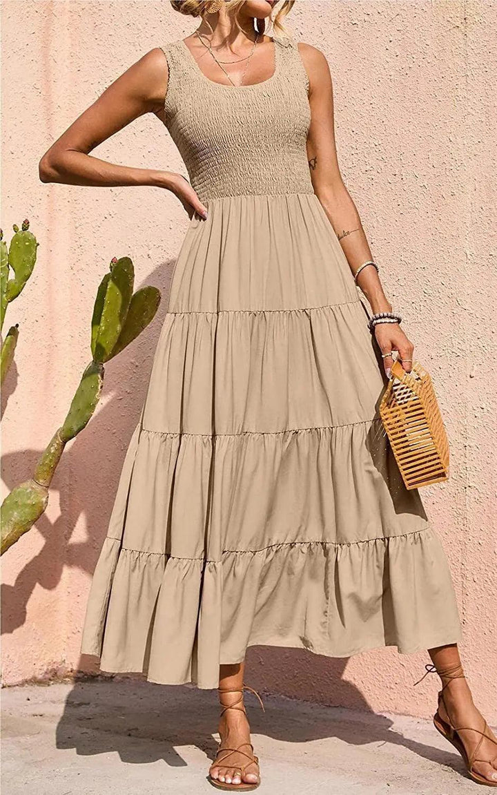 Levoire | Robe Longue Sans Manches Sexy En A Khaki