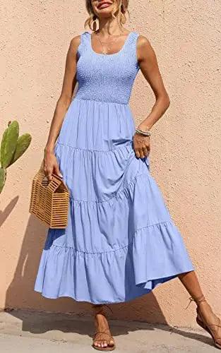 Levoire | Robe Longue Sans Manches Sexy En A Bleu clair