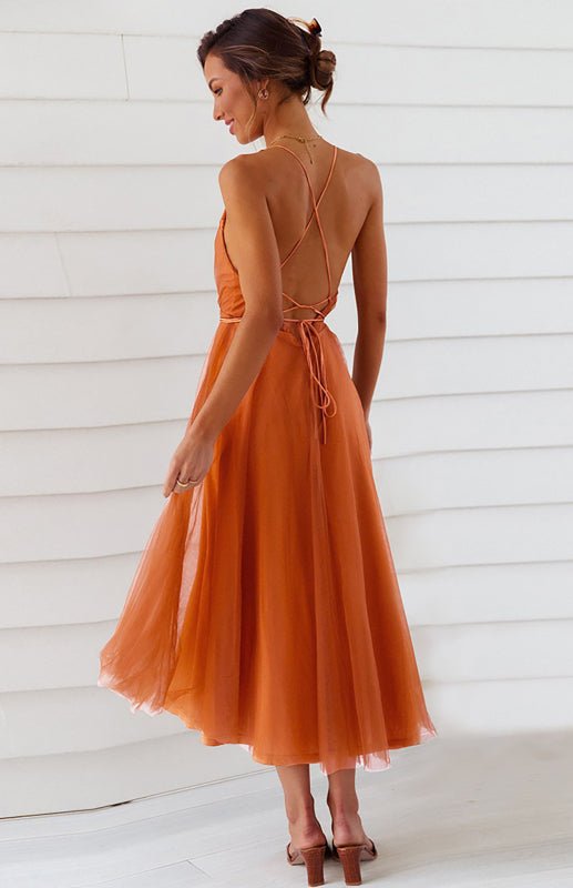 Levoire | Sexy Profond V dos nu-pas Snag Mesh Puff Robe