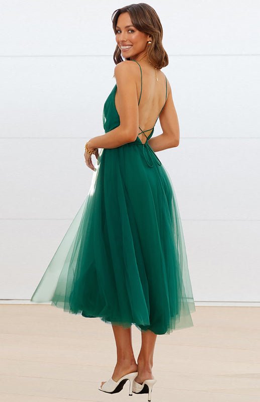 Levoire | Sexy Profond V dos nu-pas Snag Mesh Puff Robe