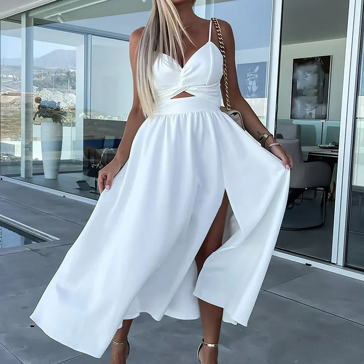 Levoire | Élégante Robe Midi Off-Shoulder Blanc