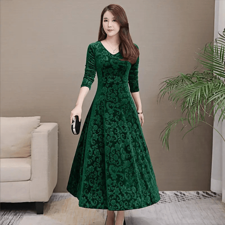 Levoire | Robe en velours élégante Robe formelle pour femme Vert