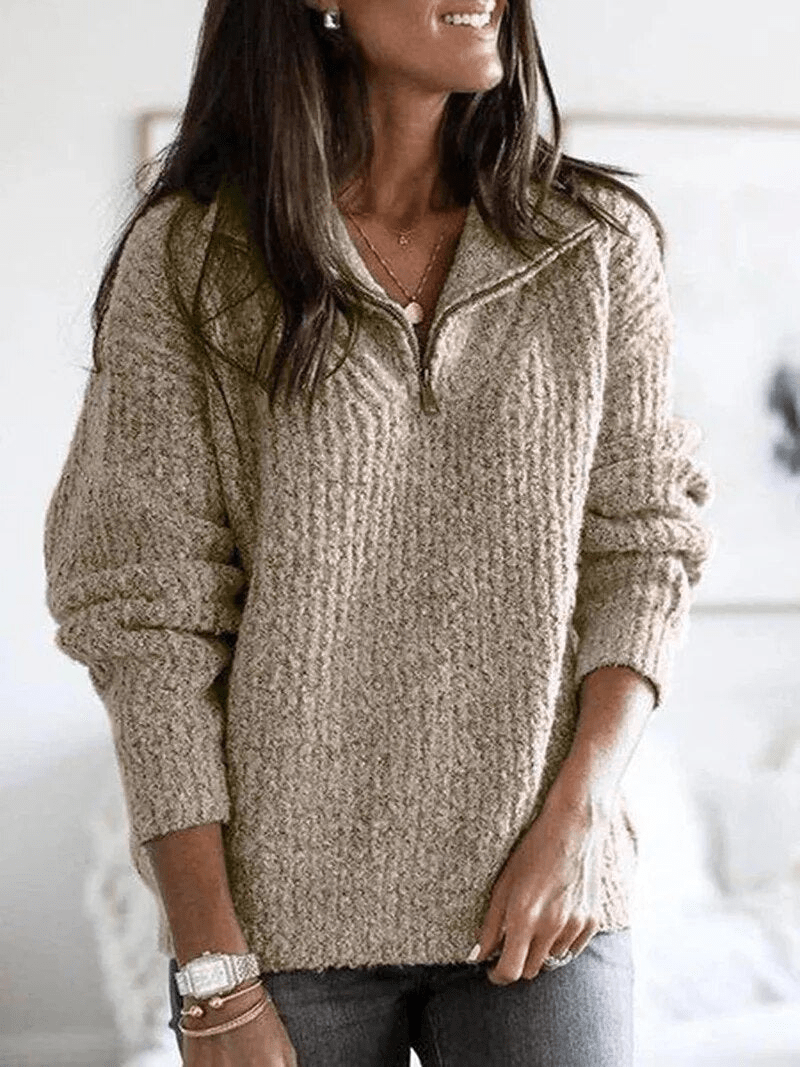 Levoire | Pull doux Femme Sweatshirt Jumper Gilet Kaki