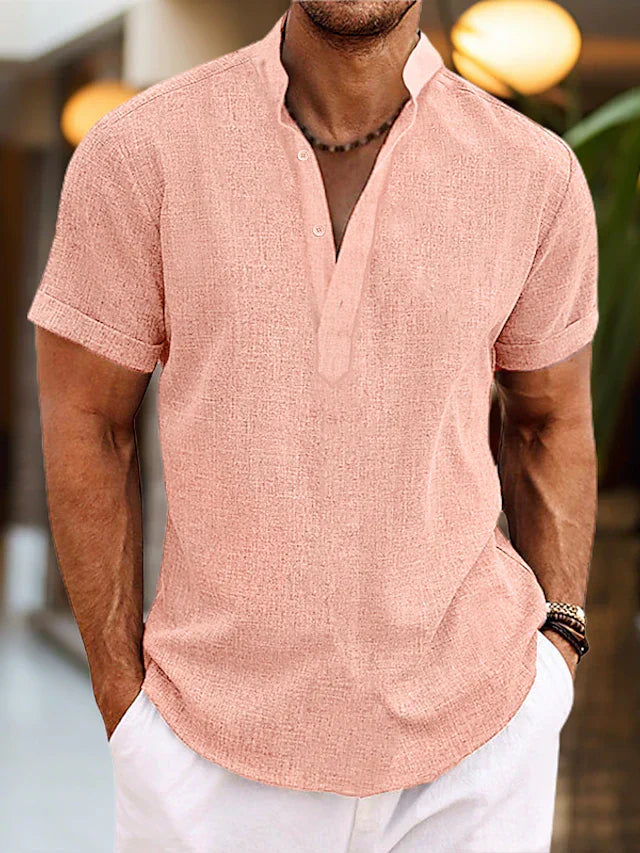 Levoire | Chemise En Lin Pour Hommes Chemise D'Été Aérienne En Plusieurs Couleurs Rosa