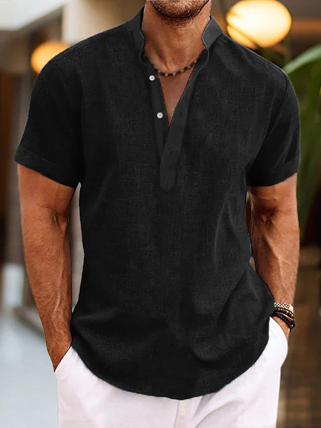 Levoire | Chemise En Lin Pour Hommes Chemise D'Été Aérienne En Plusieurs Couleurs Noir