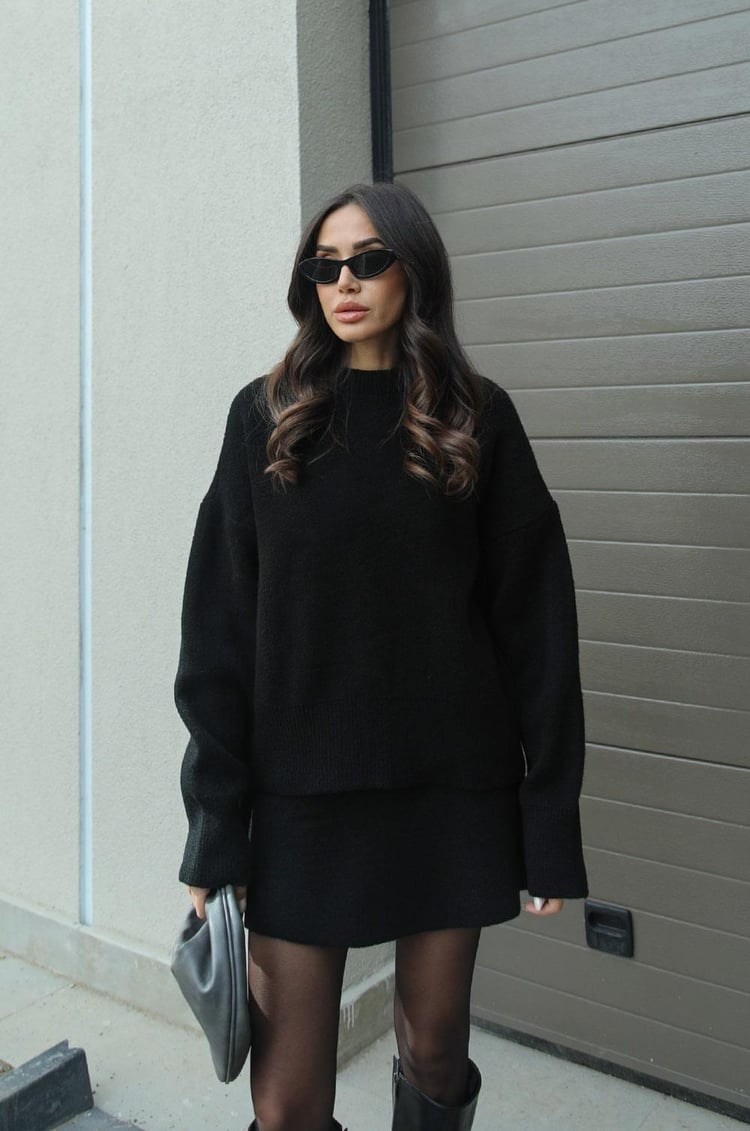 Levoire | Jupe Et Pull En Laine Noir