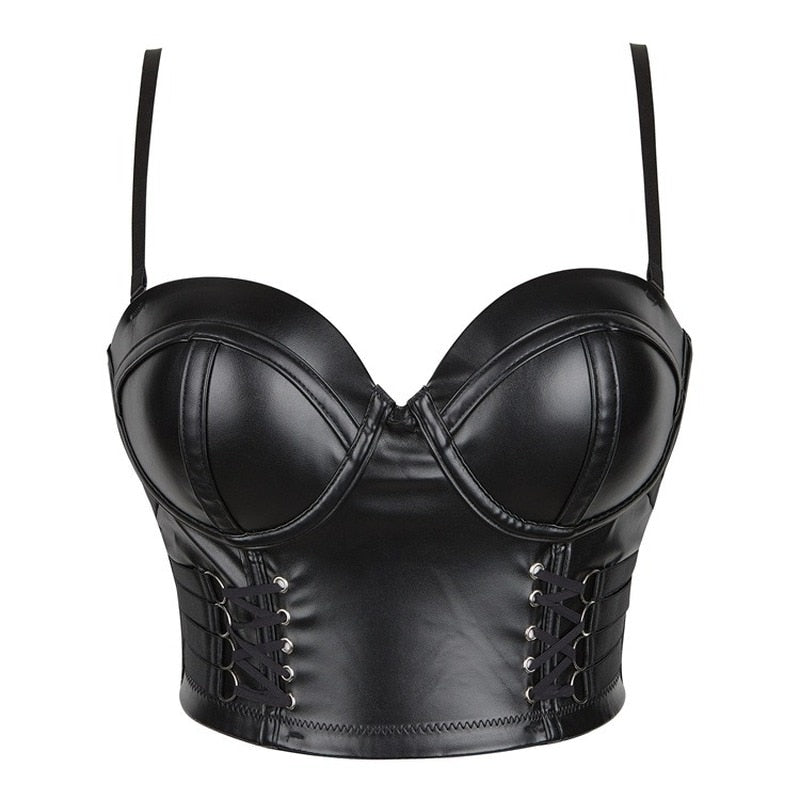 Levoire | Corset En Cuir Forme De Top Noir