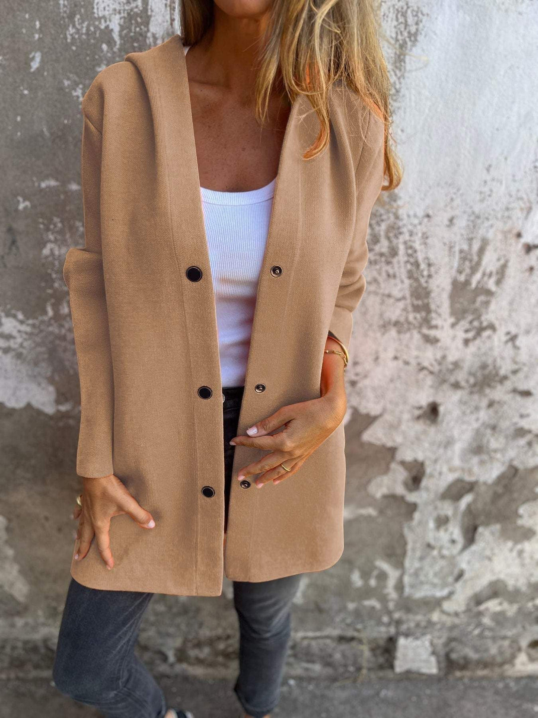 Levoire | Veste À Capuche En Tricot Avec Boutonnière Braun
