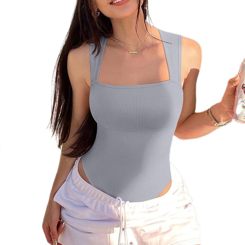 Levoire | Body Sexy Froncé À Découpe Carrée Gris