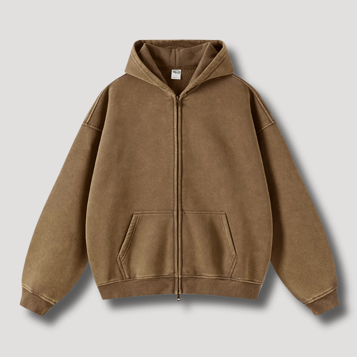 Levoire | Sweat à capuche surdimensionné avec fermeture éclair Sweatshirt Pull Gilet Beige