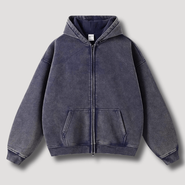 Levoire | Sweat à capuche surdimensionné avec fermeture éclair Sweatshirt Pull Gilet Bleu